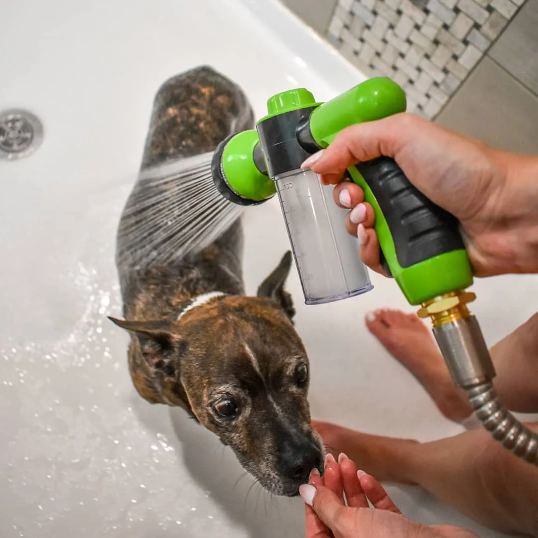 Un chien détendu pendant son bain